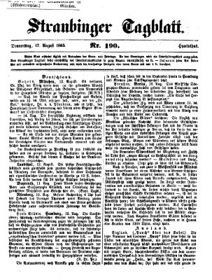 Straubinger Tagblatt Donnerstag 17. August 1865