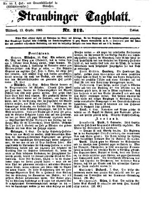 Straubinger Tagblatt Mittwoch 13. September 1865