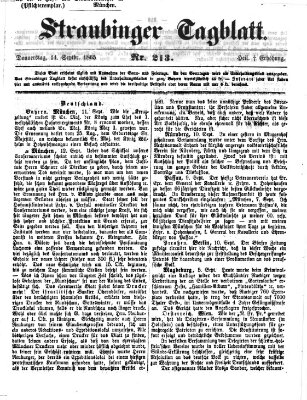 Straubinger Tagblatt Donnerstag 14. September 1865