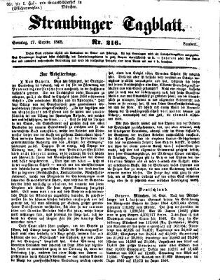 Straubinger Tagblatt Sonntag 17. September 1865