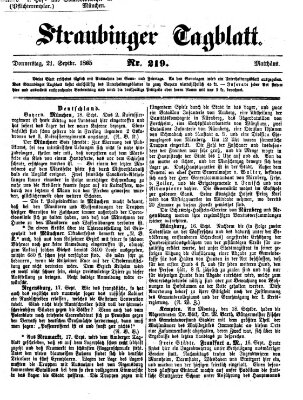 Straubinger Tagblatt Donnerstag 21. September 1865