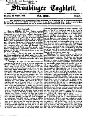 Straubinger Tagblatt Sonntag 24. September 1865