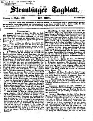 Straubinger Tagblatt Sonntag 1. Oktober 1865