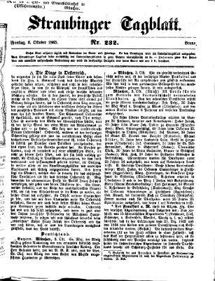 Straubinger Tagblatt Freitag 6. Oktober 1865