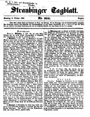 Straubinger Tagblatt Sonntag 8. Oktober 1865