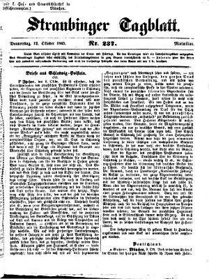 Straubinger Tagblatt Donnerstag 12. Oktober 1865