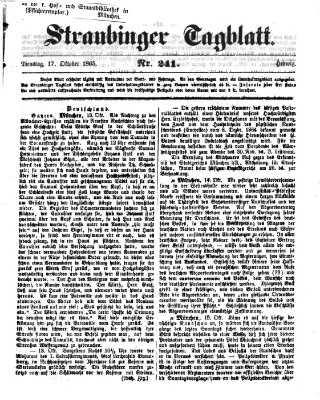 Straubinger Tagblatt Dienstag 17. Oktober 1865