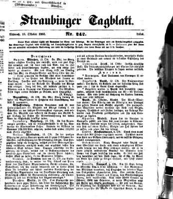 Straubinger Tagblatt Mittwoch 18. Oktober 1865