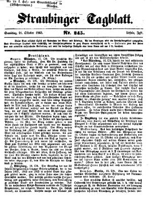 Straubinger Tagblatt Samstag 21. Oktober 1865