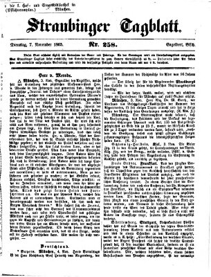 Straubinger Tagblatt Dienstag 7. November 1865