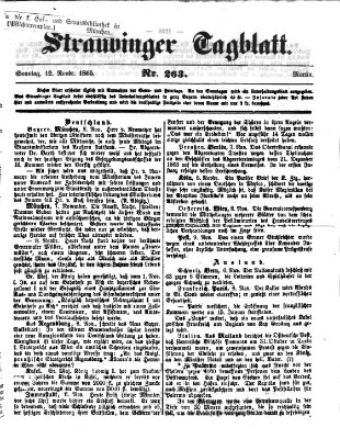 Straubinger Tagblatt Sonntag 12. November 1865