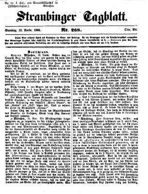 Straubinger Tagblatt Samstag 18. November 1865