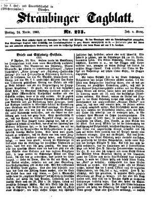 Straubinger Tagblatt Freitag 24. November 1865