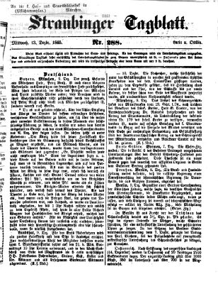 Straubinger Tagblatt Mittwoch 13. Dezember 1865