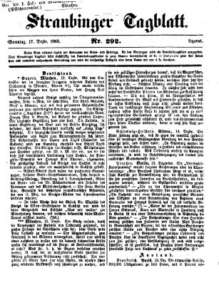 Straubinger Tagblatt Sonntag 17. Dezember 1865