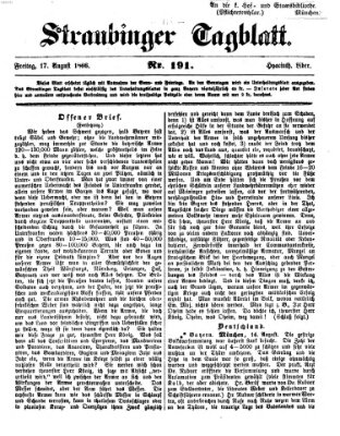 Straubinger Tagblatt Freitag 17. August 1866