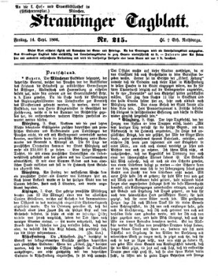 Straubinger Tagblatt Freitag 14. September 1866