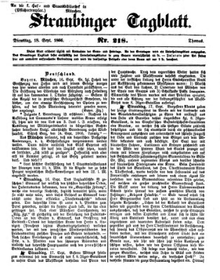 Straubinger Tagblatt Dienstag 18. September 1866