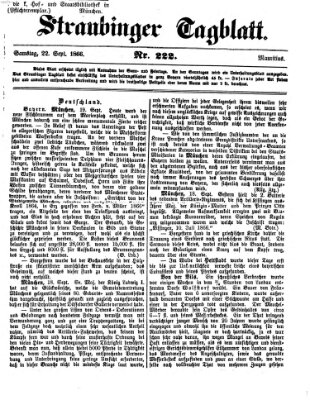 Straubinger Tagblatt Samstag 22. September 1866