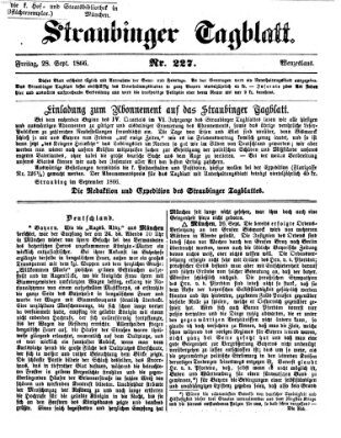 Straubinger Tagblatt Freitag 28. September 1866