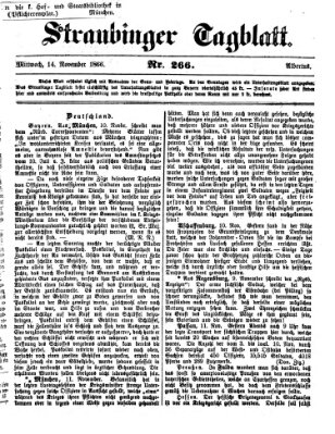 Straubinger Tagblatt Mittwoch 14. November 1866