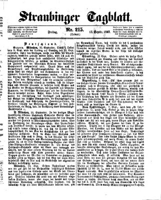 Straubinger Tagblatt Freitag 13. September 1867