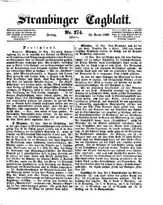 Straubinger Tagblatt Freitag 22. November 1867