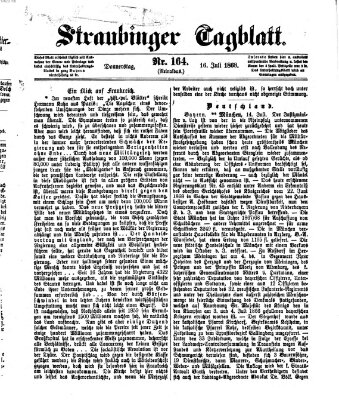 Straubinger Tagblatt Donnerstag 16. Juli 1868