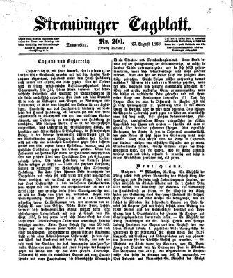 Straubinger Tagblatt Donnerstag 27. August 1868