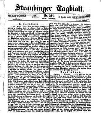 Straubinger Tagblatt Sonntag 13. September 1868