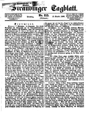 Straubinger Tagblatt Dienstag 15. September 1868