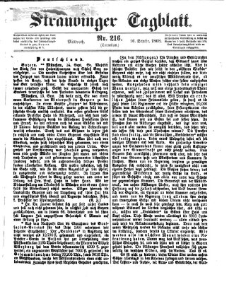 Straubinger Tagblatt Mittwoch 16. September 1868