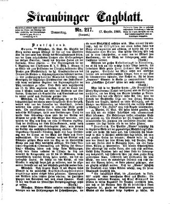 Straubinger Tagblatt Donnerstag 17. September 1868