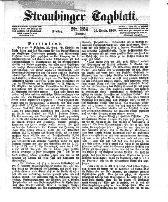 Straubinger Tagblatt Freitag 25. September 1868