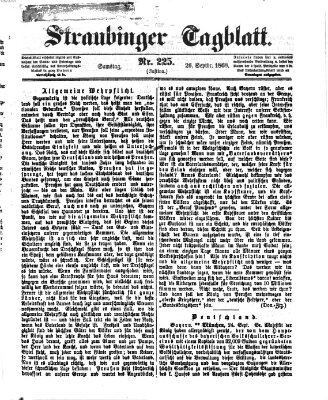 Straubinger Tagblatt Samstag 26. September 1868