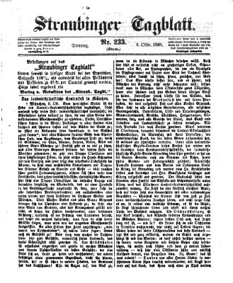 Straubinger Tagblatt Dienstag 6. Oktober 1868