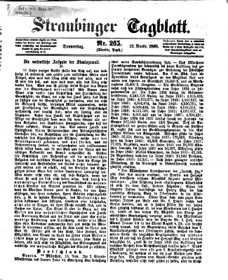 Straubinger Tagblatt Donnerstag 12. November 1868