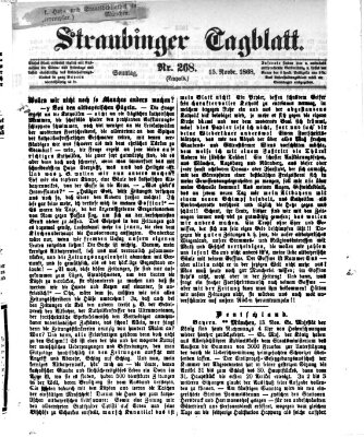 Straubinger Tagblatt Sonntag 15. November 1868