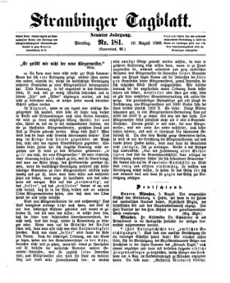 Straubinger Tagblatt Dienstag 10. August 1869