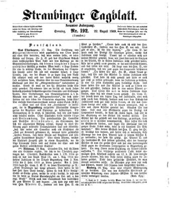 Straubinger Tagblatt Sonntag 22. August 1869