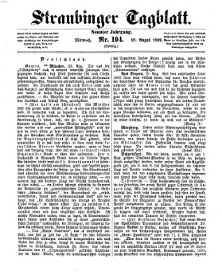 Straubinger Tagblatt Mittwoch 25. August 1869