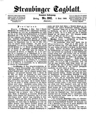 Straubinger Tagblatt Freitag 3. September 1869