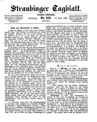 Straubinger Tagblatt Donnerstag 16. September 1869