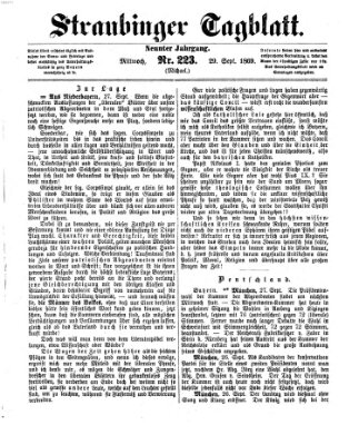 Straubinger Tagblatt Mittwoch 29. September 1869