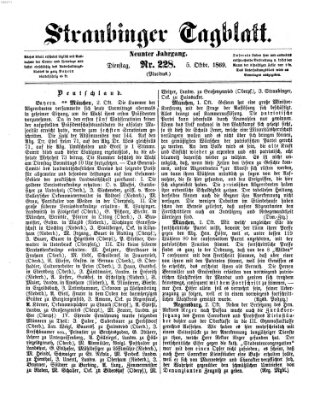 Straubinger Tagblatt Dienstag 5. Oktober 1869