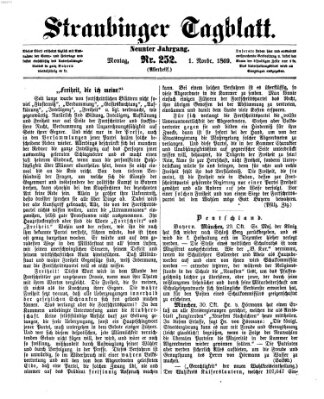 Straubinger Tagblatt Montag 1. November 1869