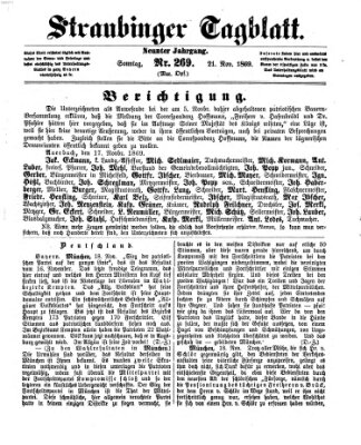 Straubinger Tagblatt Sonntag 21. November 1869