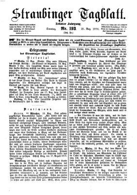 Straubinger Tagblatt Sonntag 21. August 1870