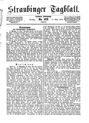 Straubinger Tagblatt Dienstag 27. September 1870