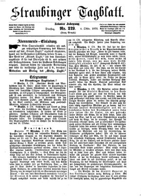 Straubinger Tagblatt Dienstag 4. Oktober 1870